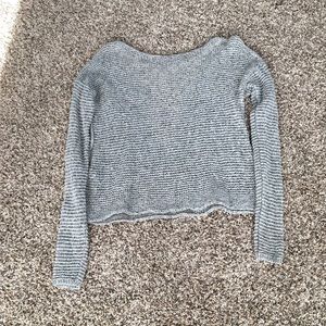 Grey Lace Back Sweater